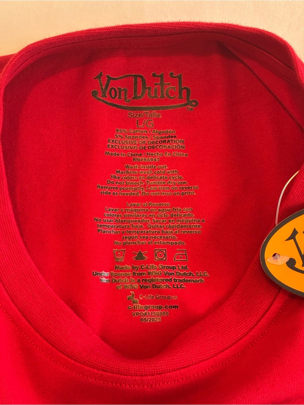 Von Dutch Red Short Sleeve Logo Tee - Picture 5 of 8
